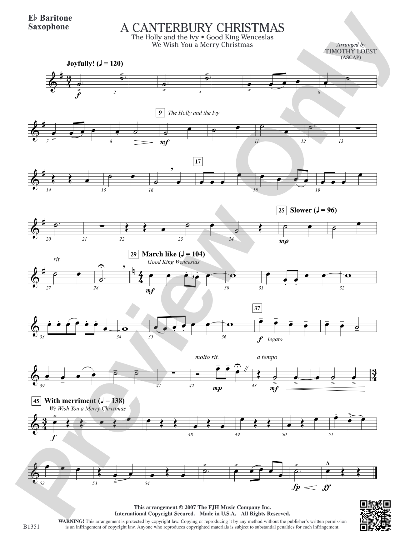 A Canterbury Christmas: E-flat Baritone Saxophone