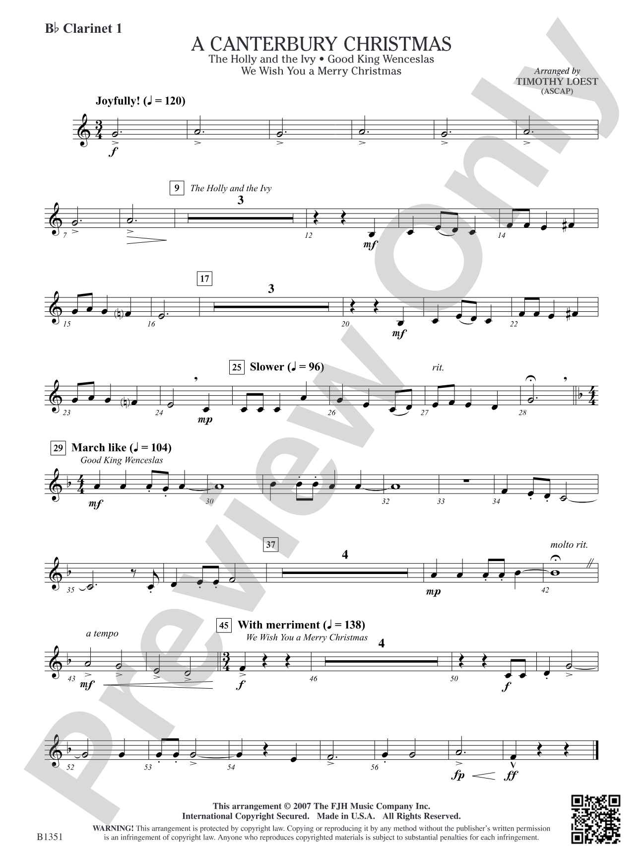 A Canterbury Christmas: B-flat Clarinet 1
