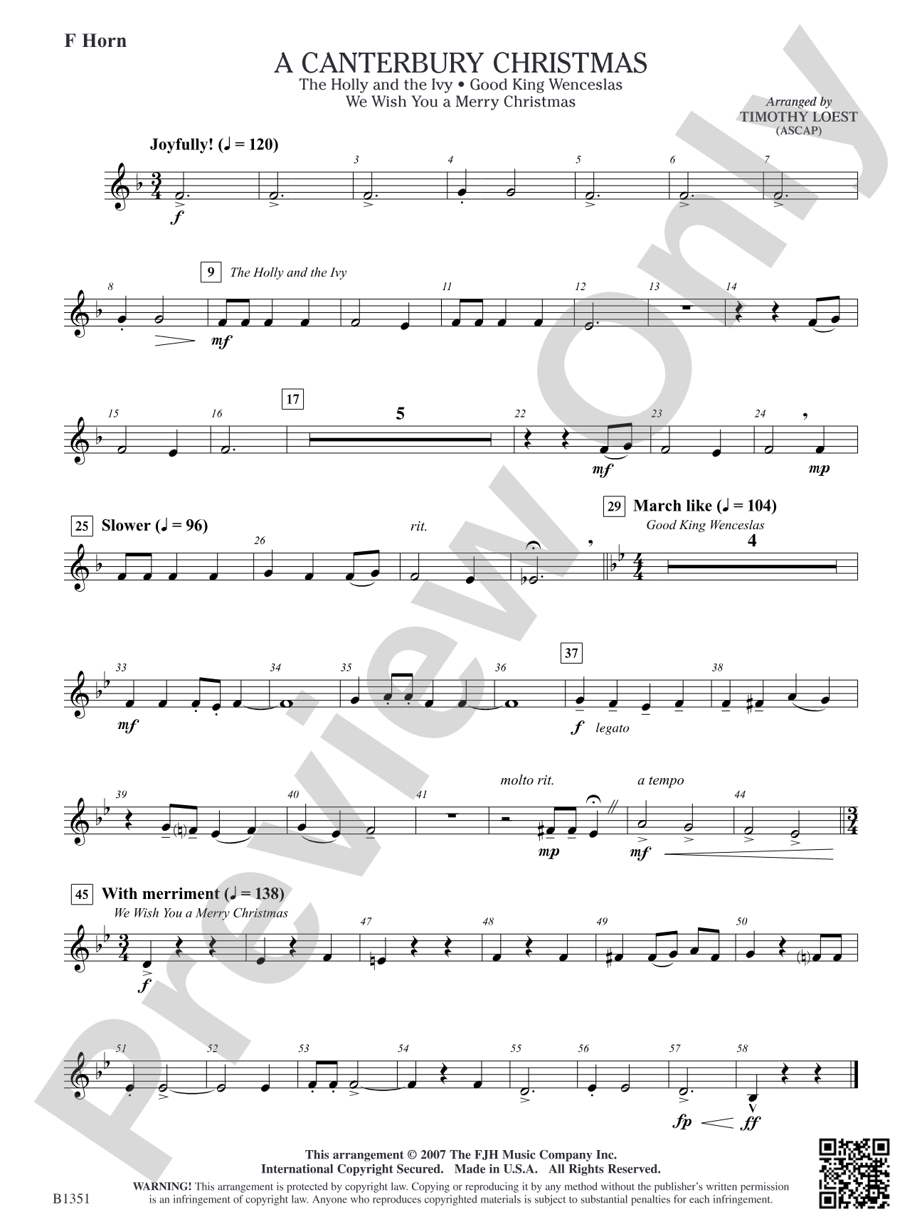 A Canterbury Christmas: F Horn