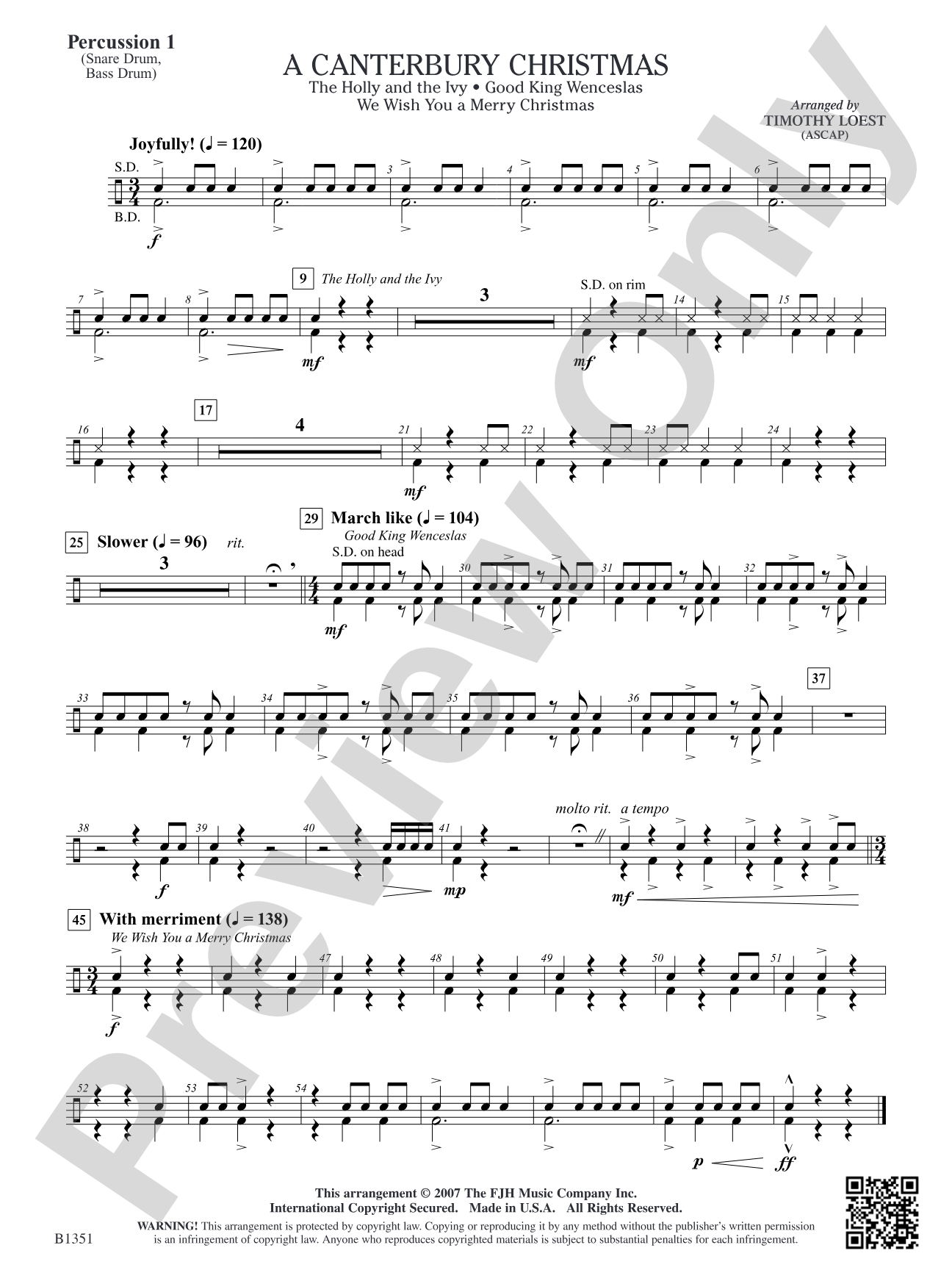 A Canterbury Christmas: Percussion 1