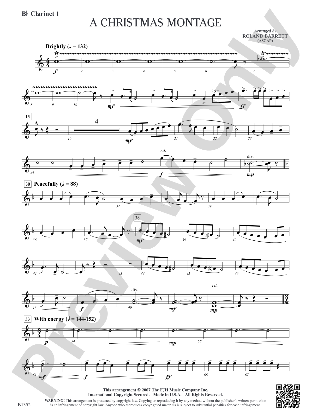 A Christmas Montage: B-flat Clarinet 1