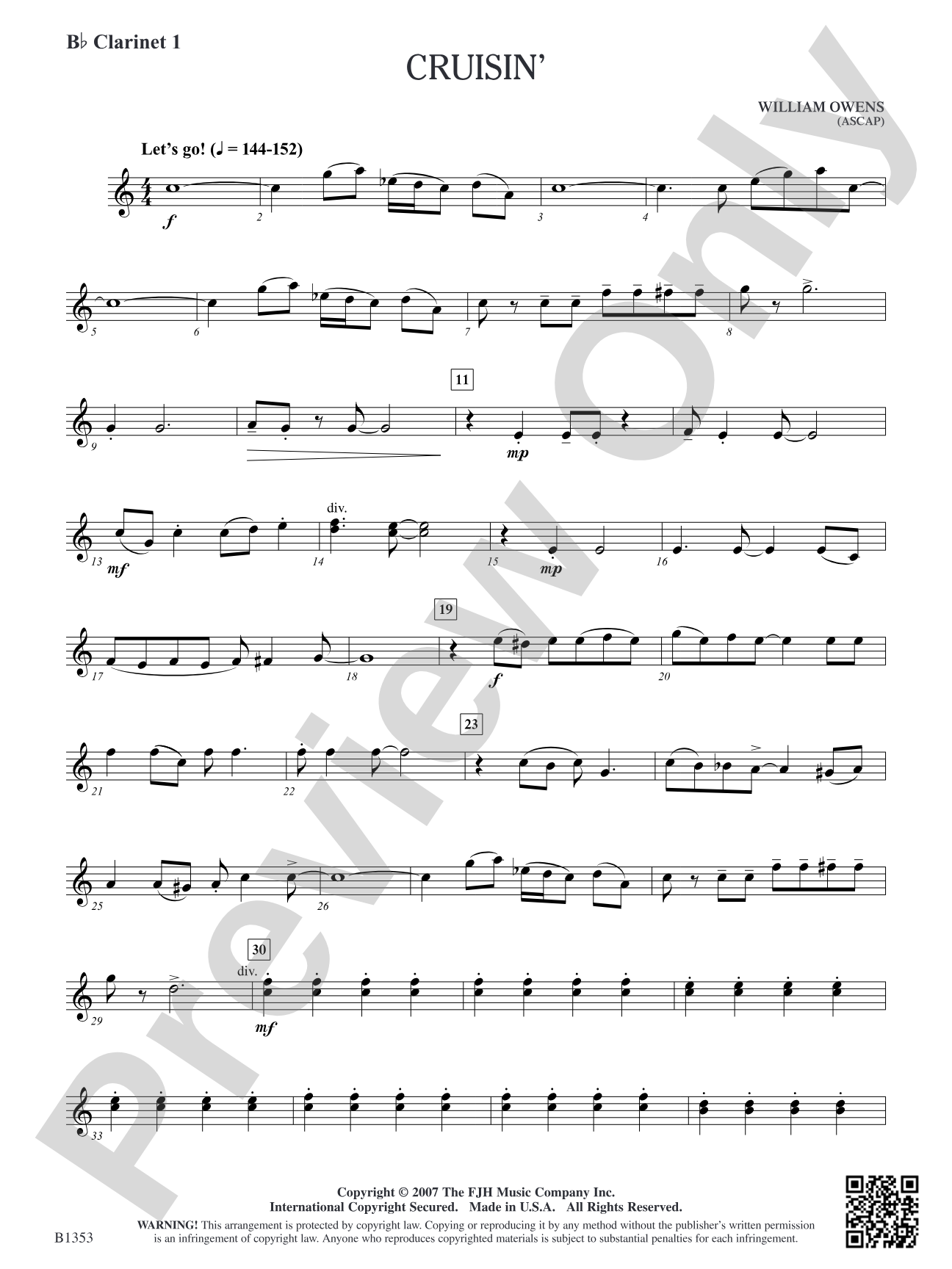 Cruisin': B-flat Clarinet 1