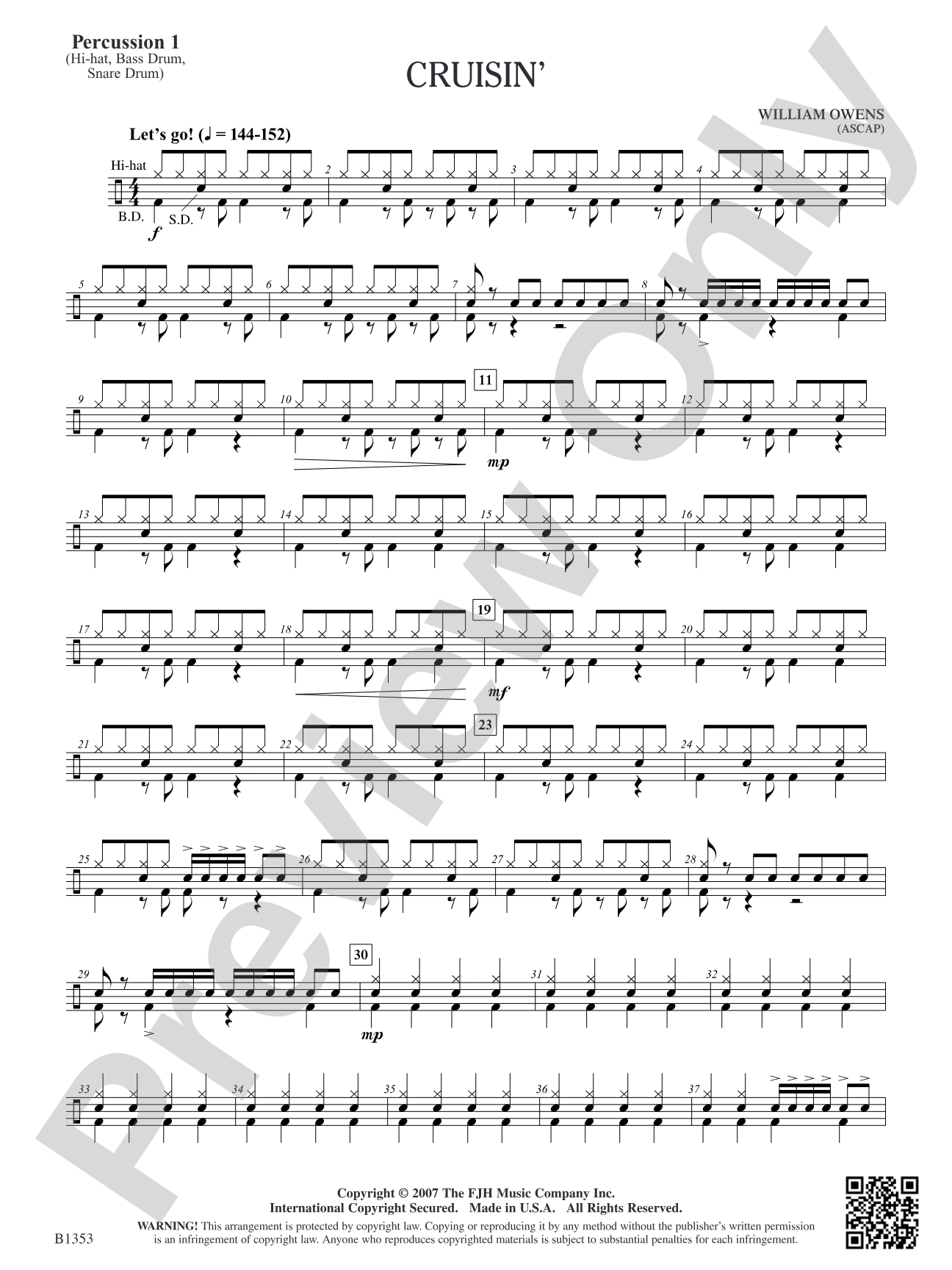 Cruisin': Percussion 1