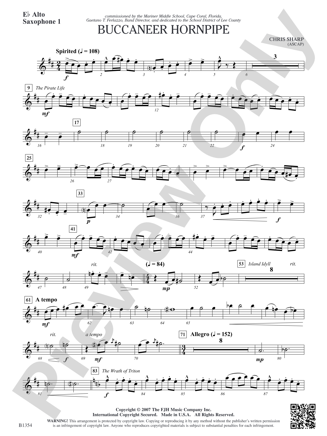 Buccaneer Hornpipe: E-flat Alto Saxophone 1