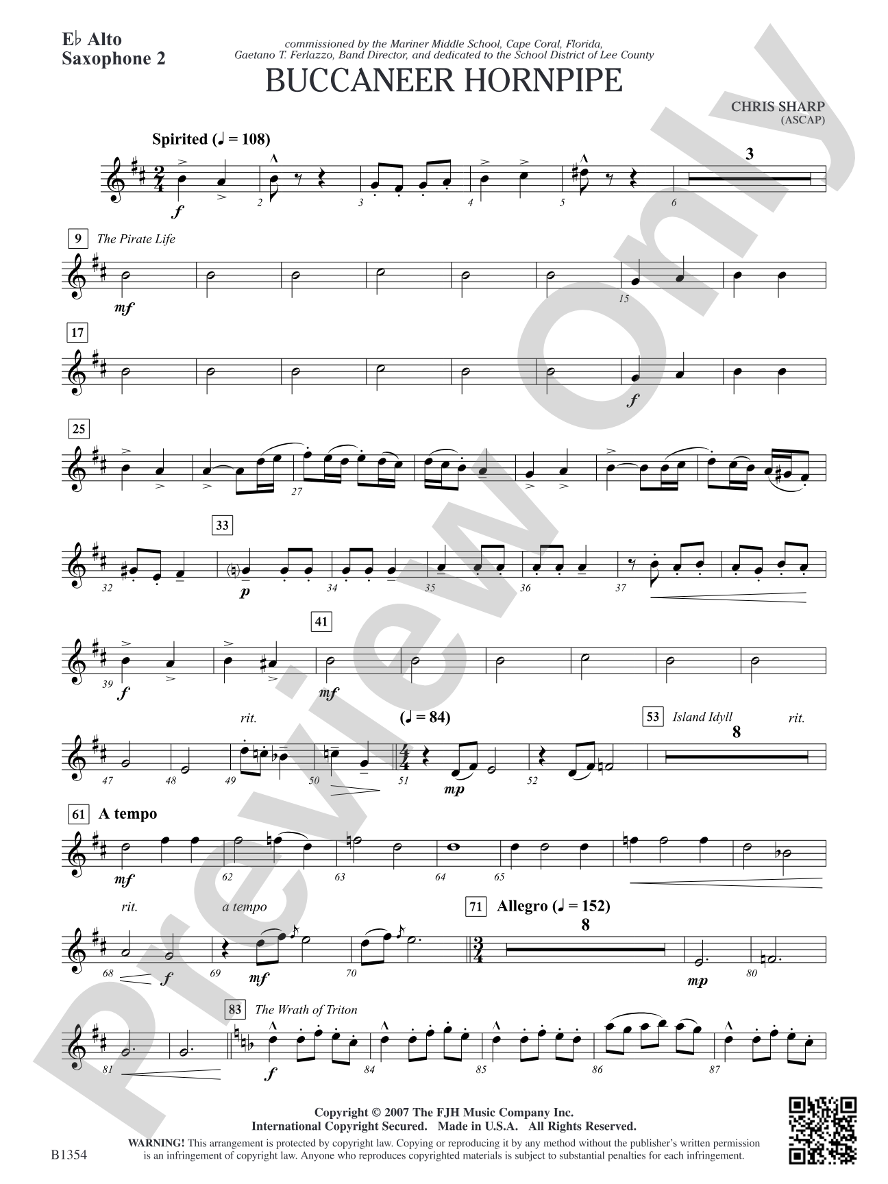 Buccaneer Hornpipe: E-flat Alto Saxophone 2