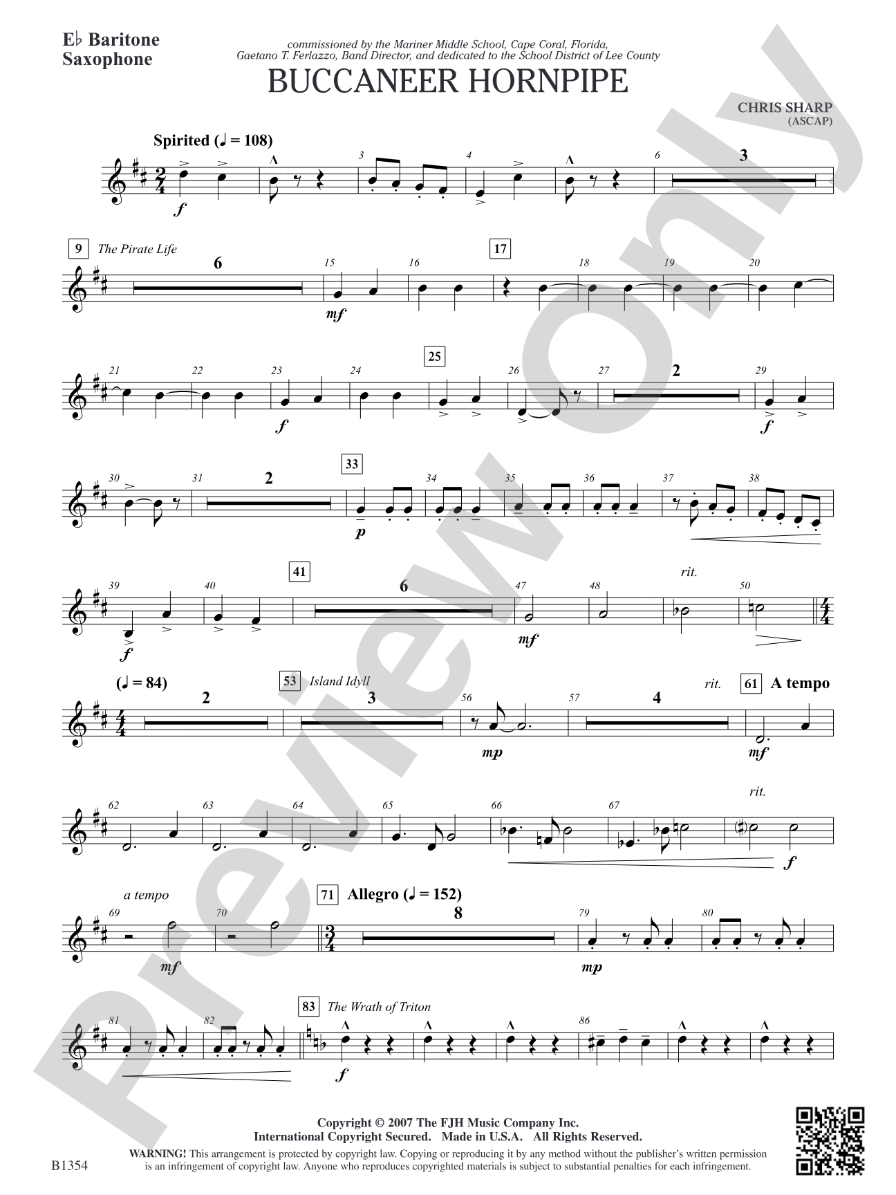 Buccaneer Hornpipe: E-flat Baritone Saxophone