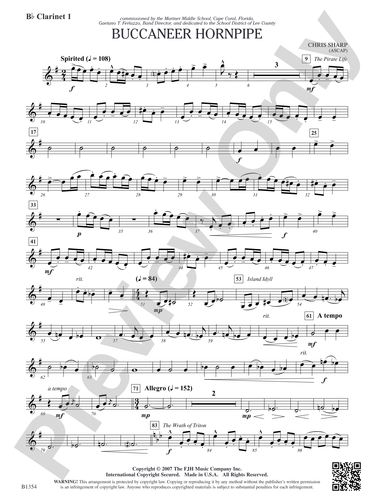 Buccaneer Hornpipe: B-flat Clarinet 1