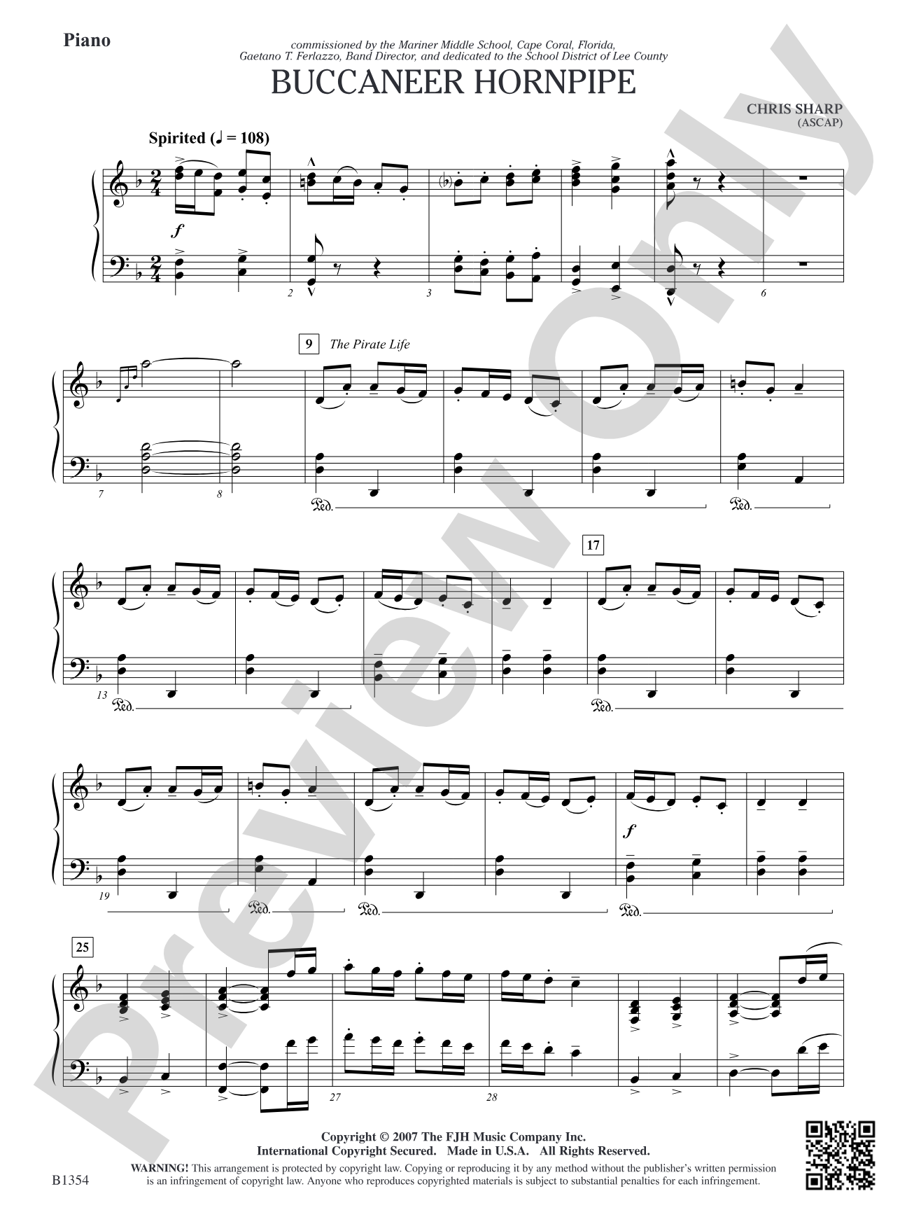 Buccaneer Hornpipe: Piano