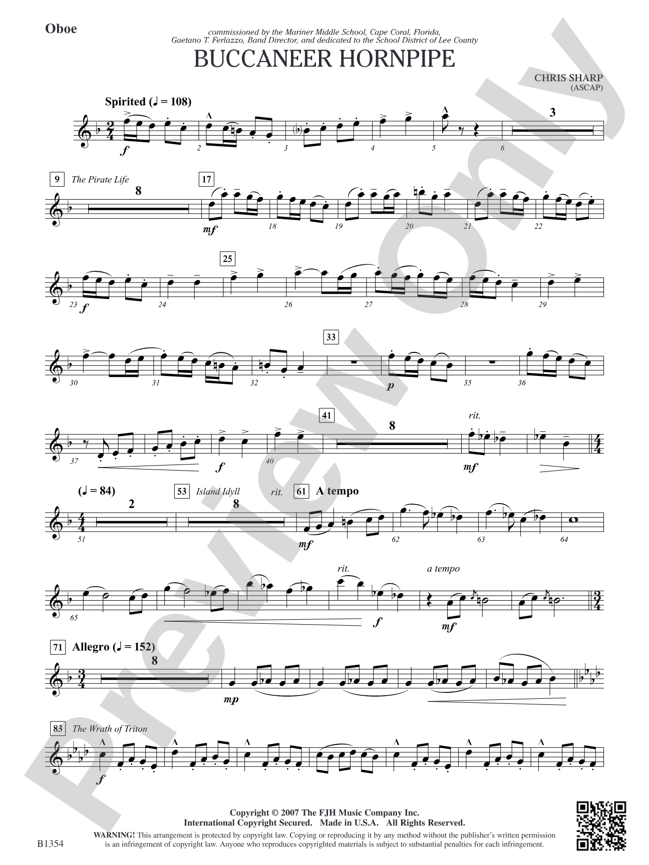 Buccaneer Hornpipe: Oboe