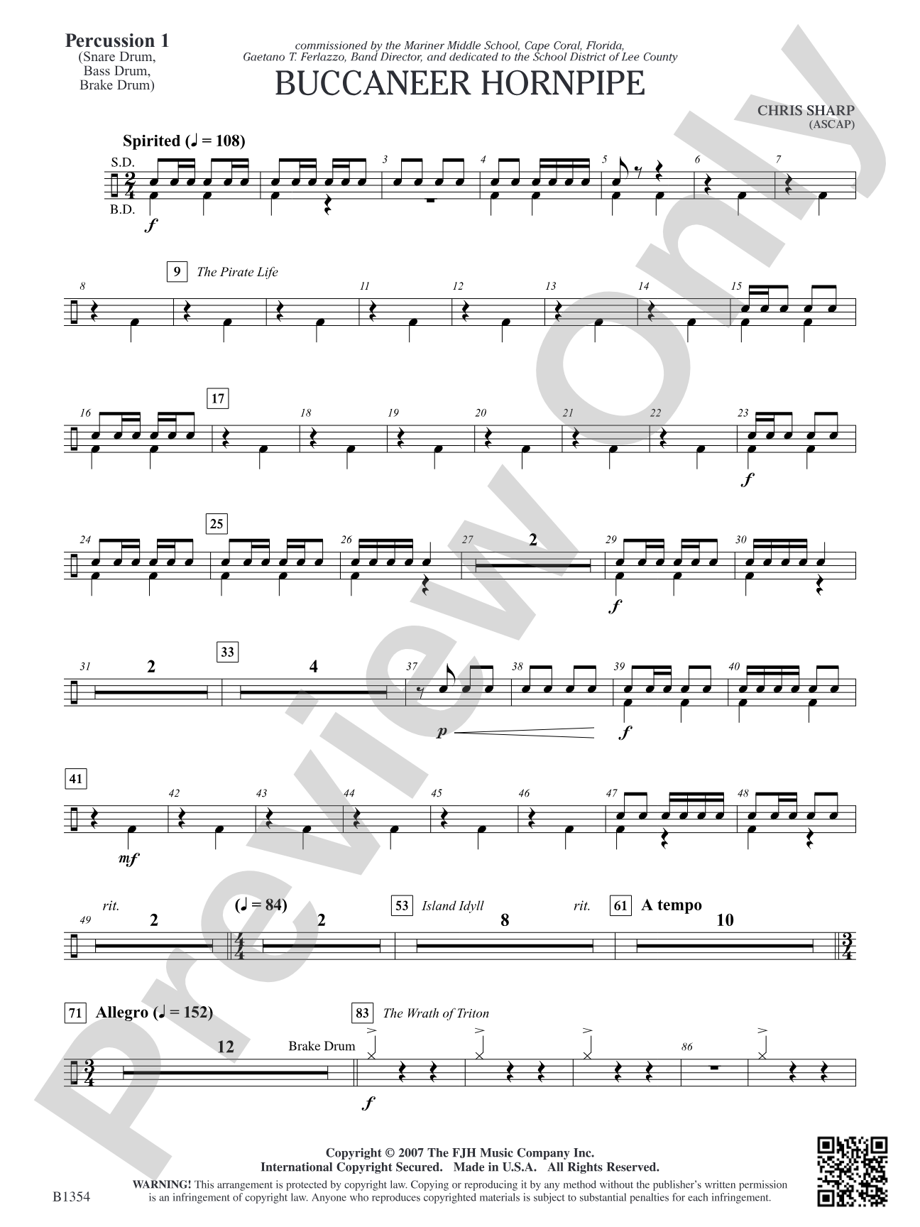 Buccaneer Hornpipe: Percussion 1
