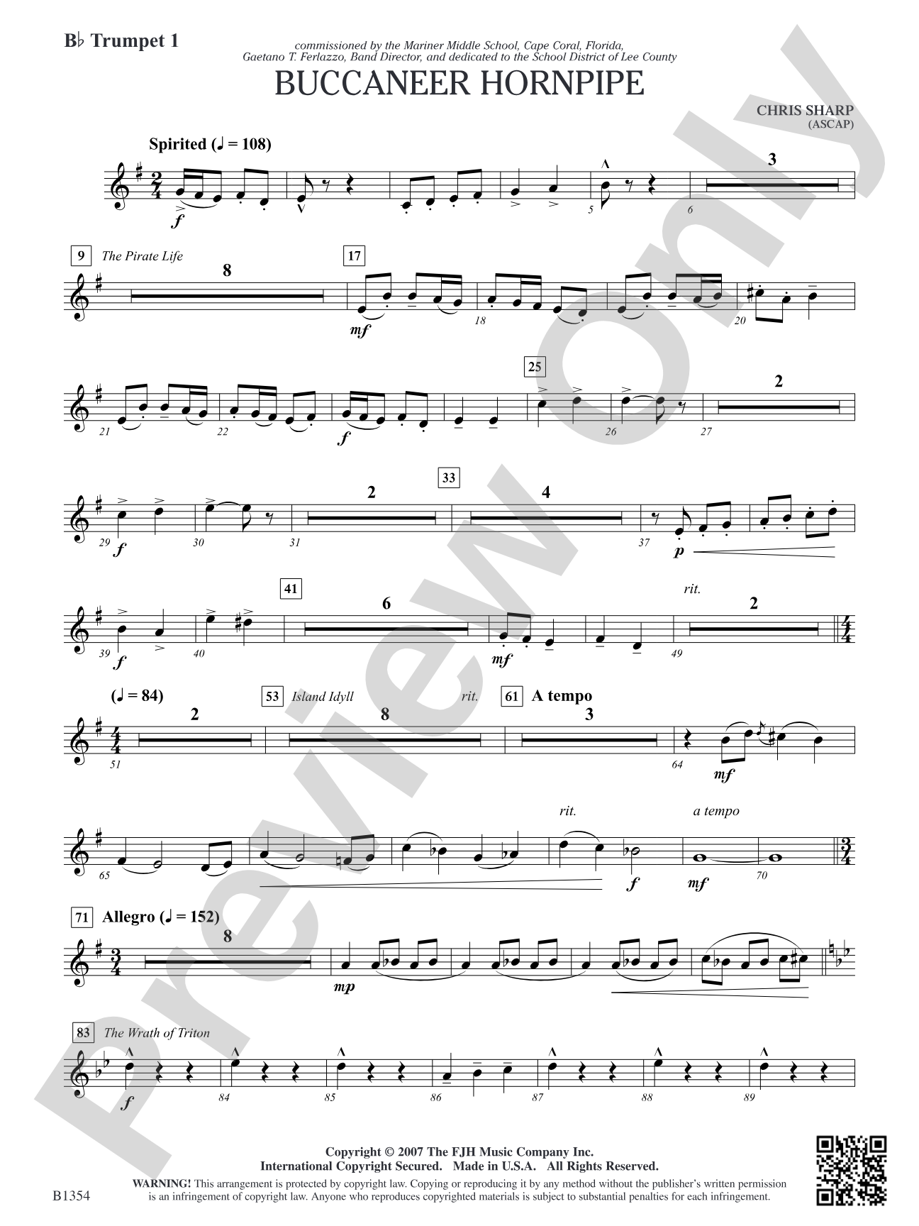 Buccaneer Hornpipe: B-flat Trumpet 1