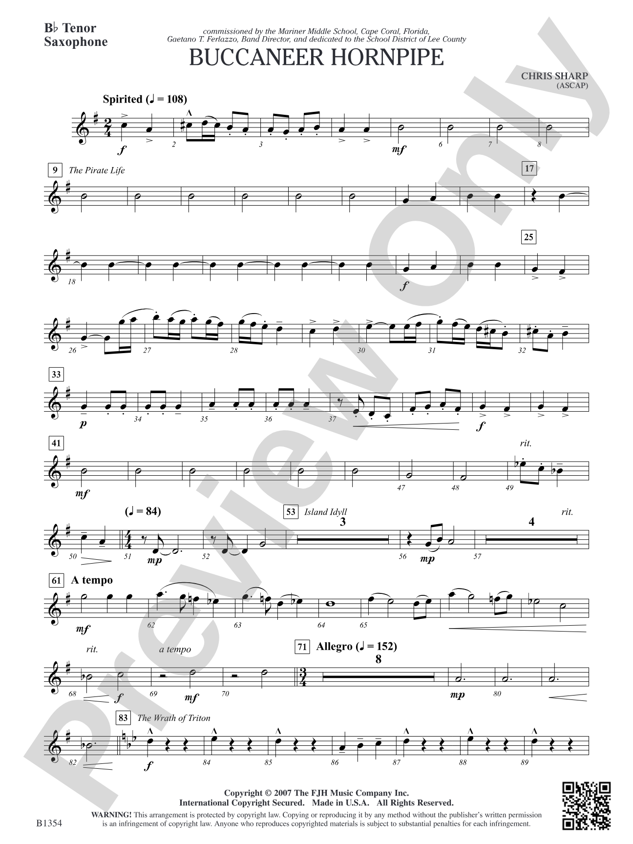 Buccaneer Hornpipe: B-flat Tenor Saxophone