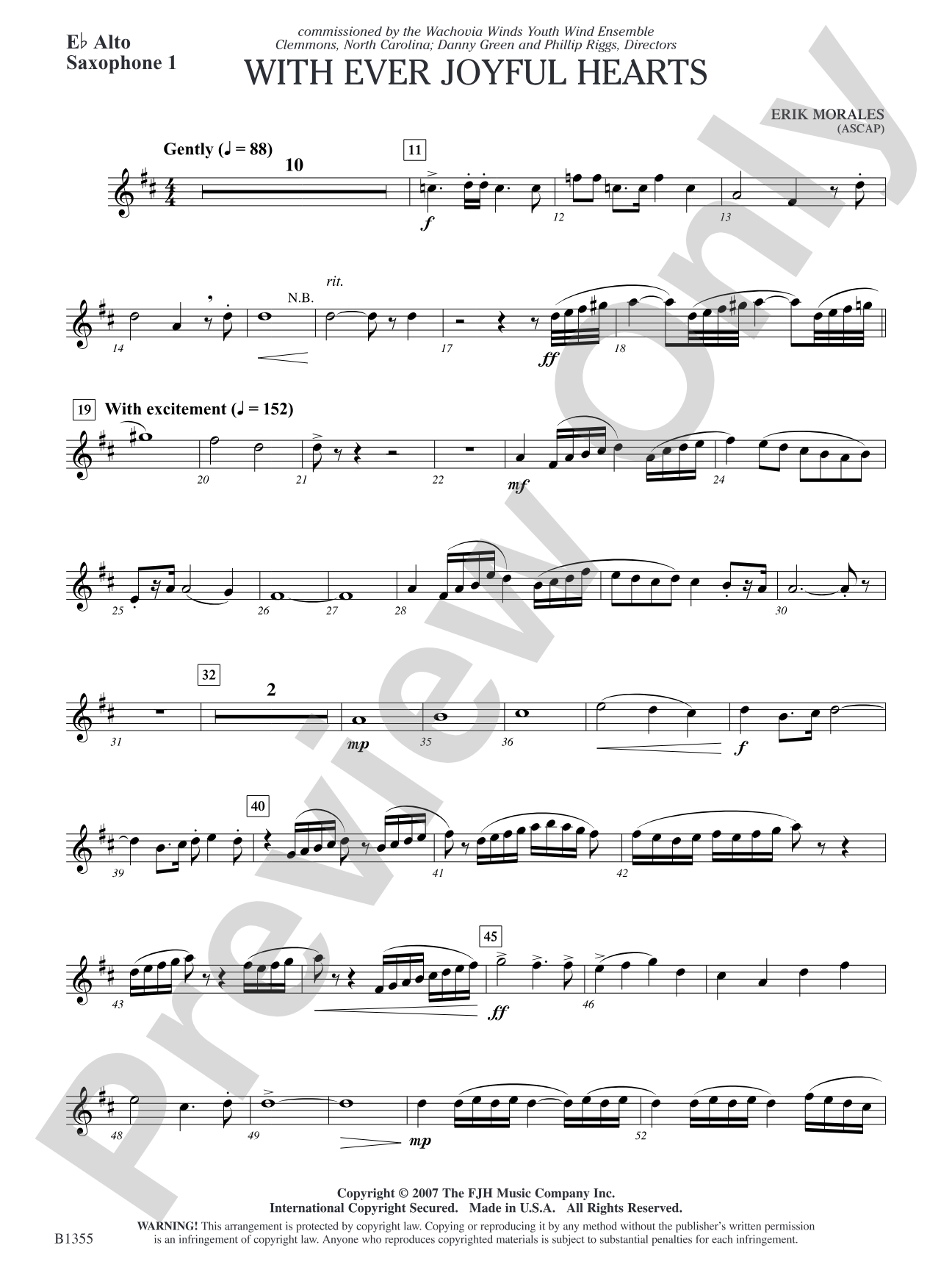 With Ever Joyful Hearts: E-flat Alto Saxophone 1