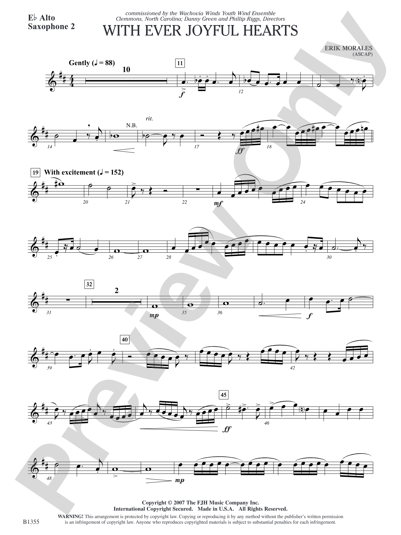 With Ever Joyful Hearts: E-flat Alto Saxophone 2