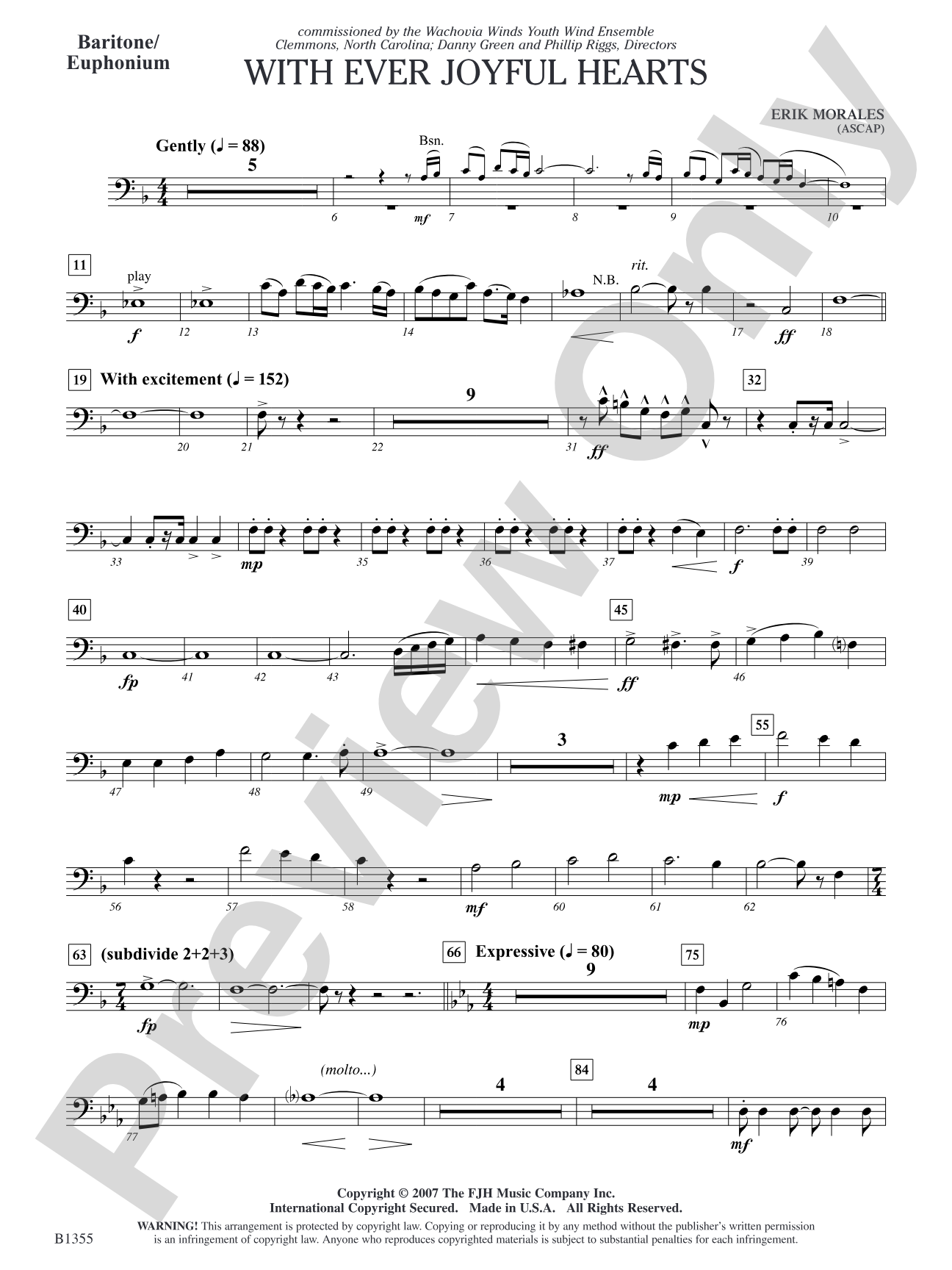 With Ever Joyful Hearts: Baritone/Euphonium