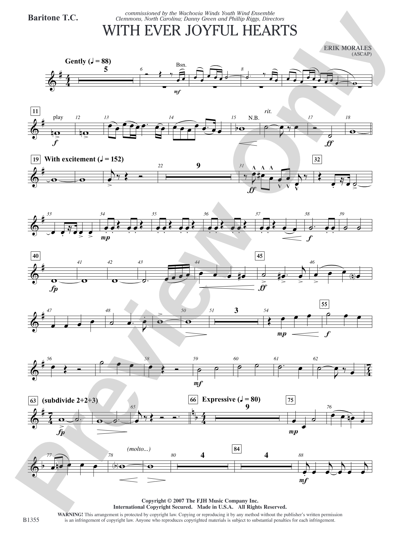 With Ever Joyful Hearts: Baritone T.C.