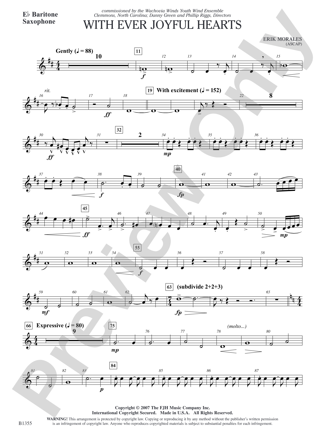 With Ever Joyful Hearts: E-flat Baritone Saxophone