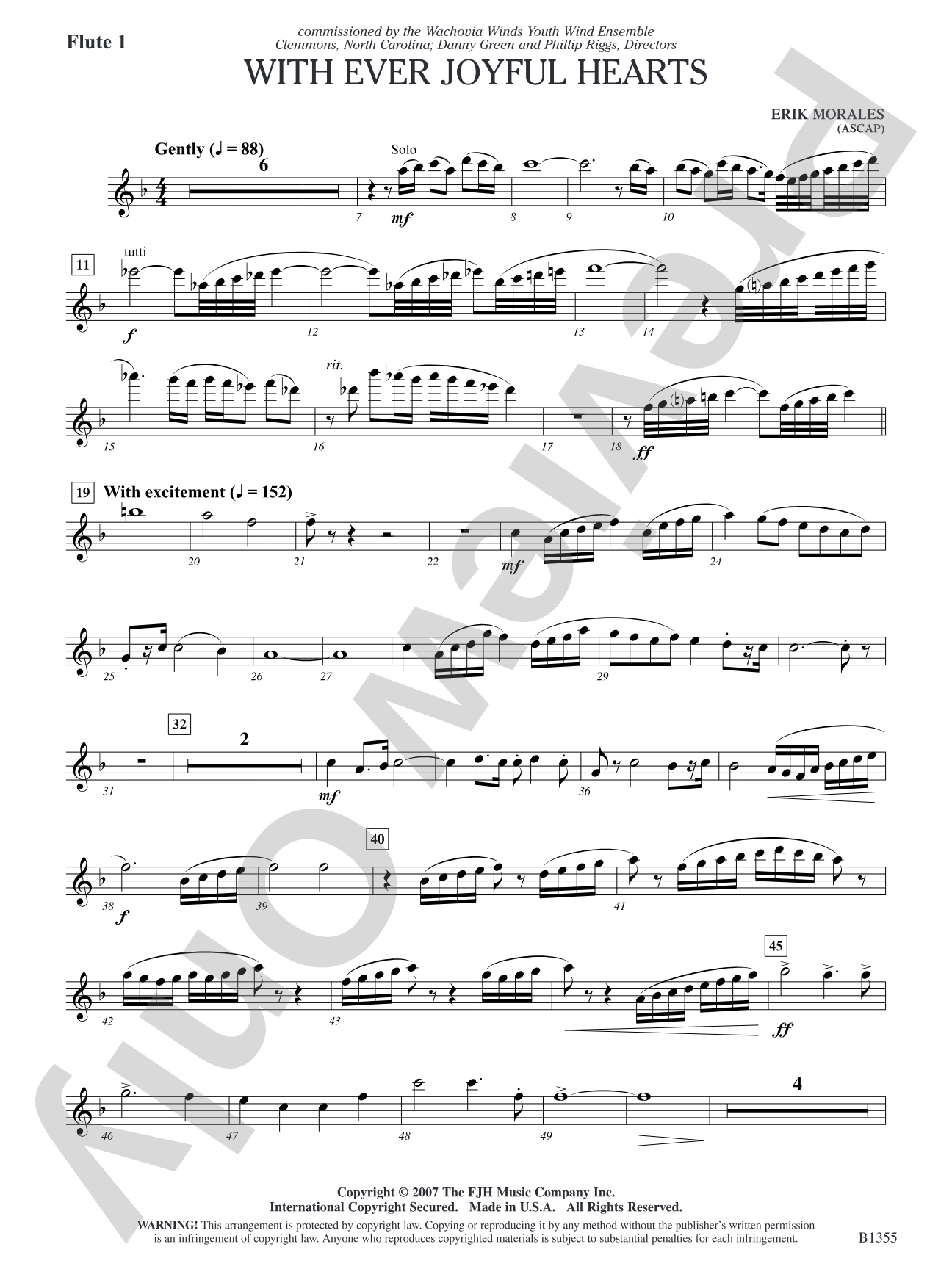 With Ever Joyful Hearts: Flute 1