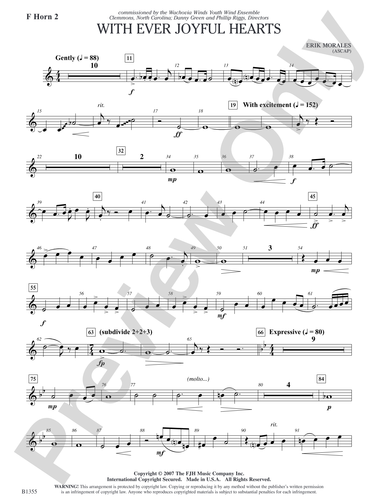 With Ever Joyful Hearts: F Horn 2