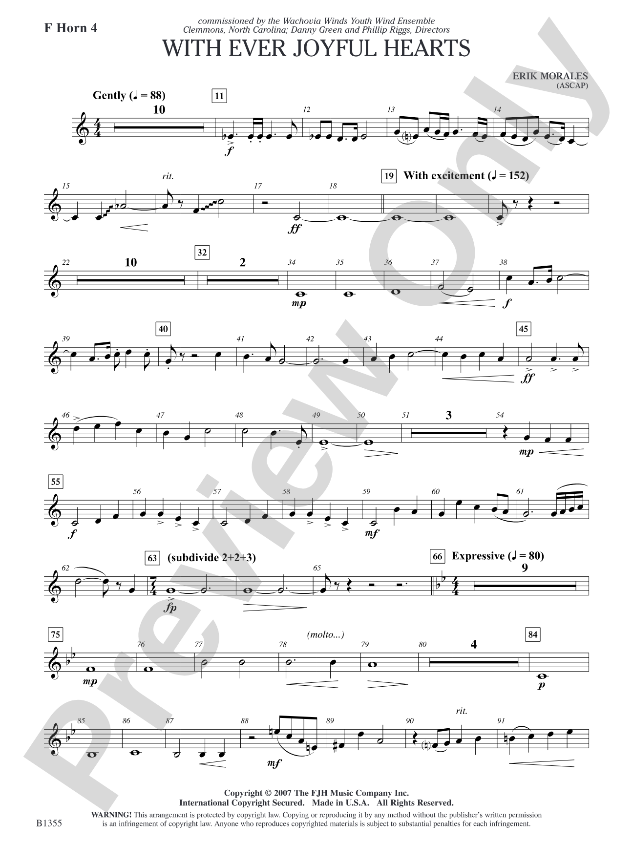 With Ever Joyful Hearts: F Horn 4