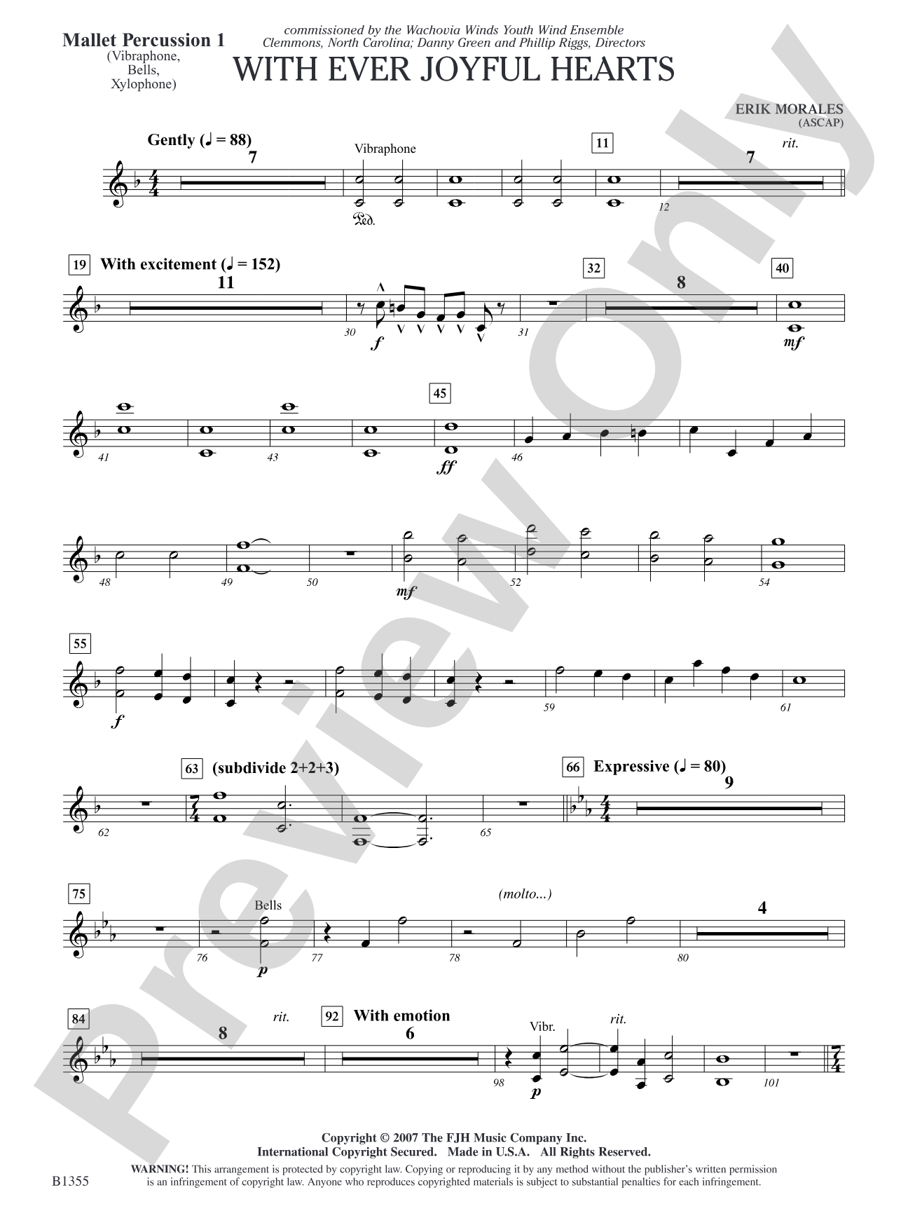 With Ever Joyful Hearts: Mallet Percussion 1