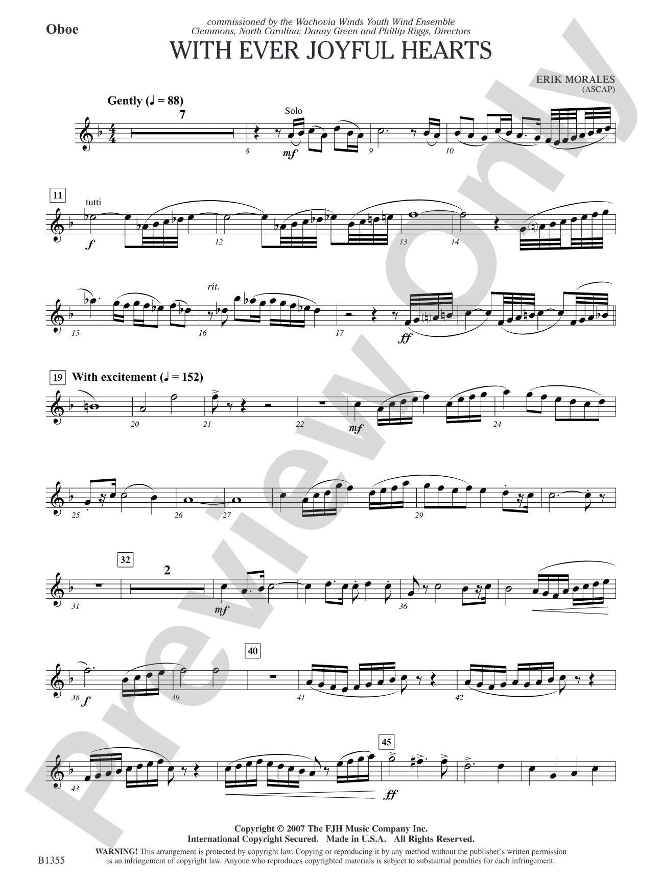 With Ever Joyful Hearts: Oboe