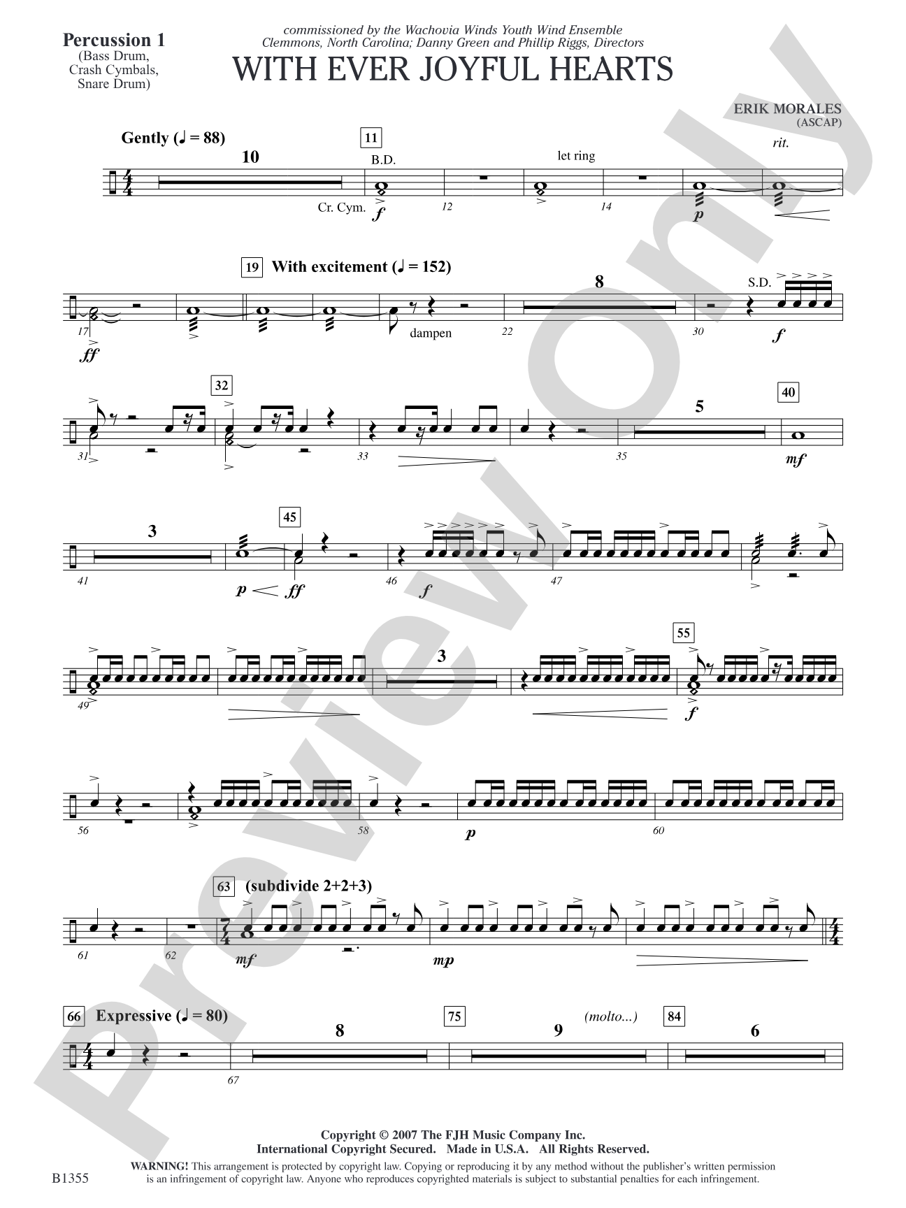 With Ever Joyful Hearts: Percussion 1