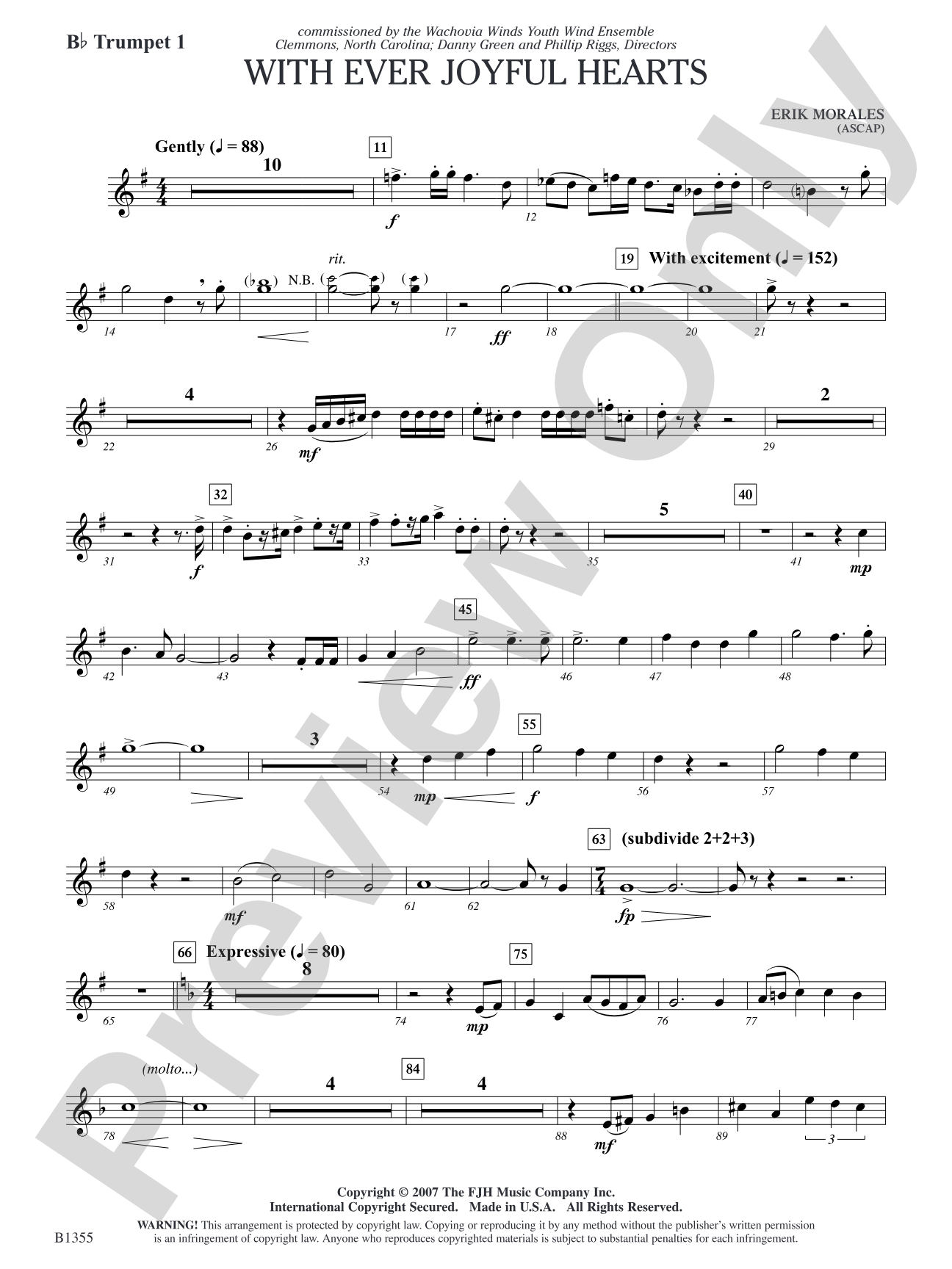 With Ever Joyful Hearts: B-flat Trumpet 1