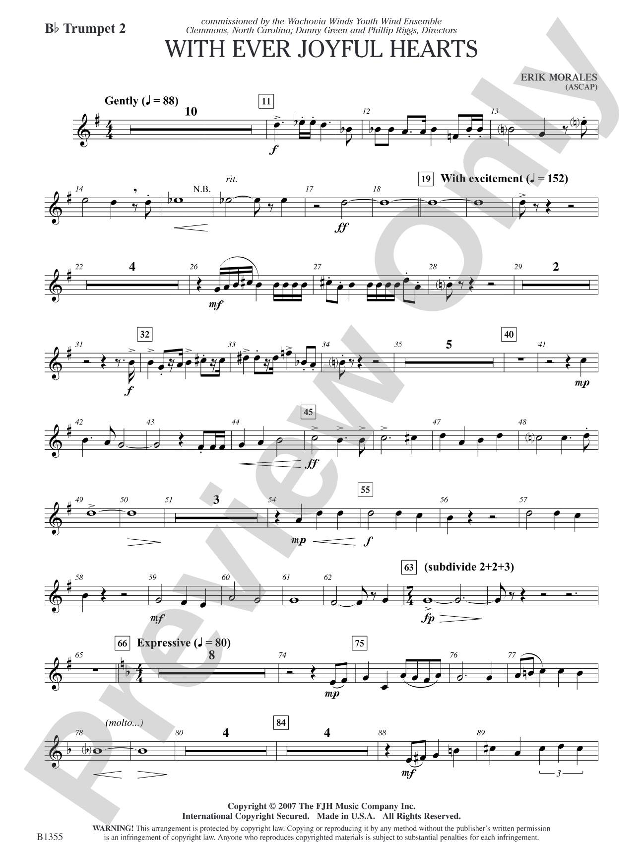 With Ever Joyful Hearts: B-flat Trumpet 2