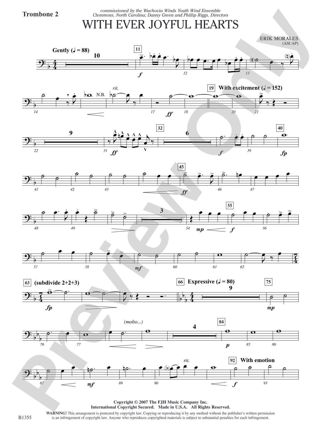 With Ever Joyful Hearts: Trombone 2