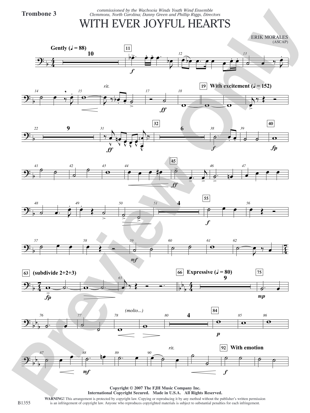 With Ever Joyful Hearts: Trombone 3