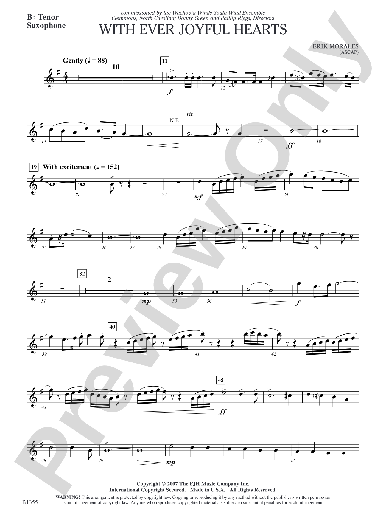 With Ever Joyful Hearts: B-flat Tenor Saxophone