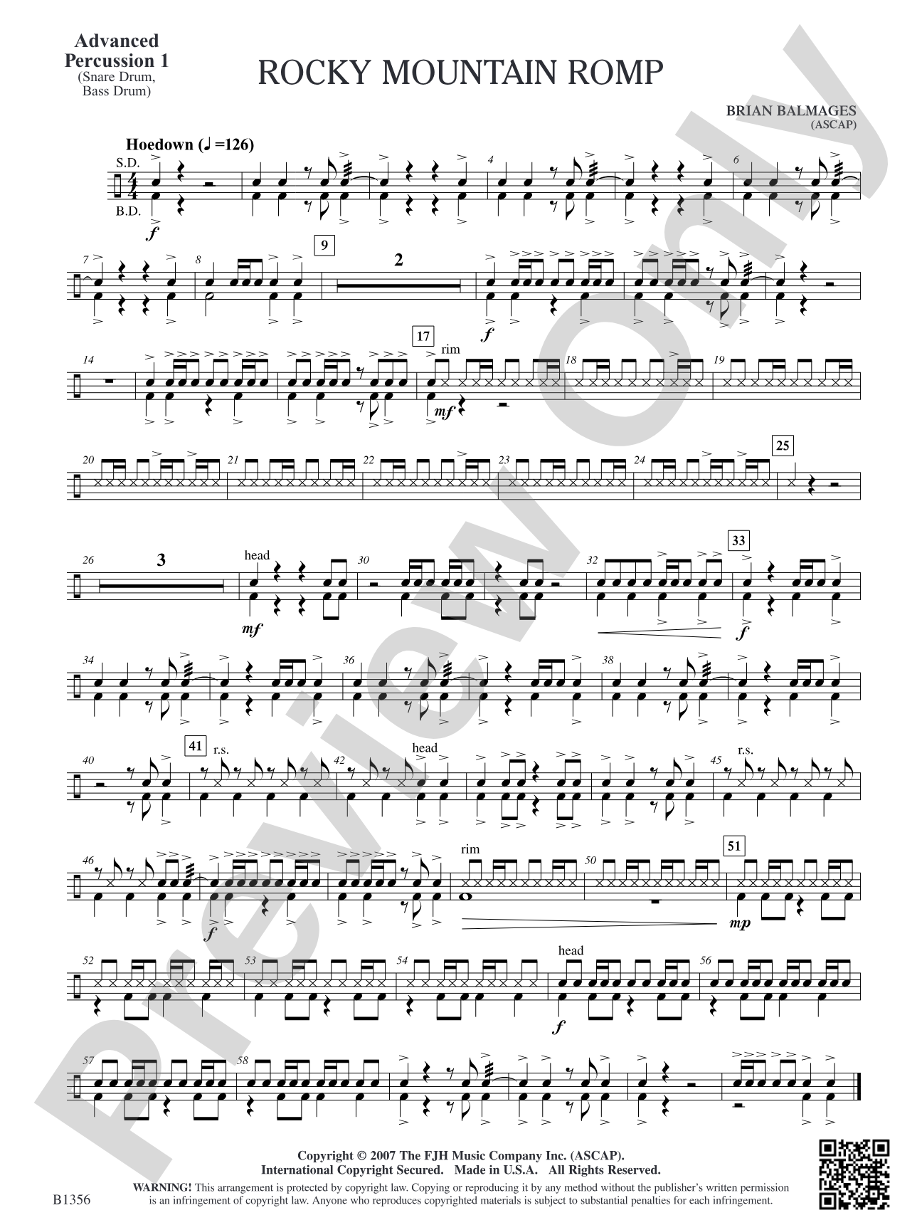 Rocky Mountain Romp: Advanced Percussion 1