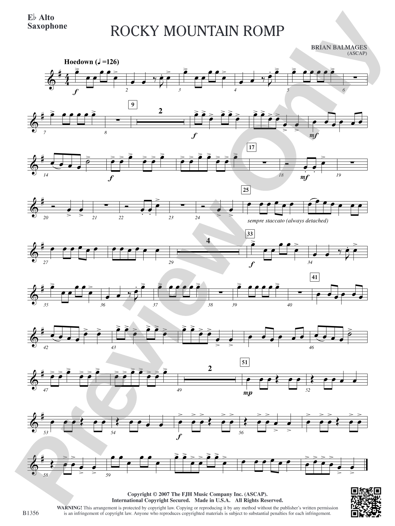 Rocky Mountain Romp: E-flat Alto Saxophone