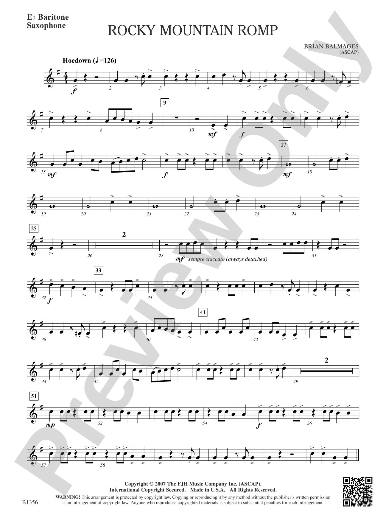 Rocky Mountain Romp: E-flat Baritone Saxophone