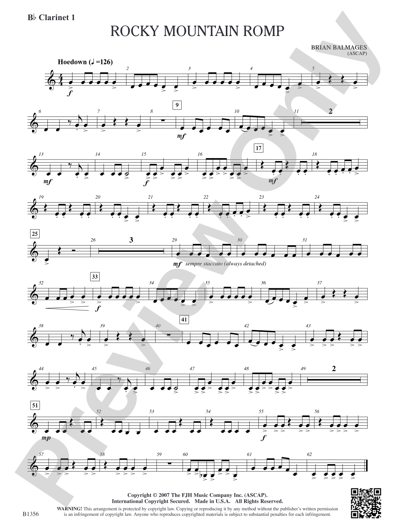 Rocky Mountain Romp: B-flat Clarinet 1