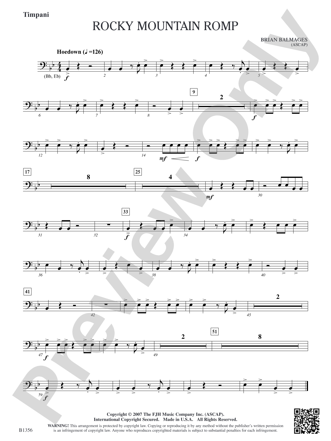 Rocky Mountain Romp: Opt. Timpani