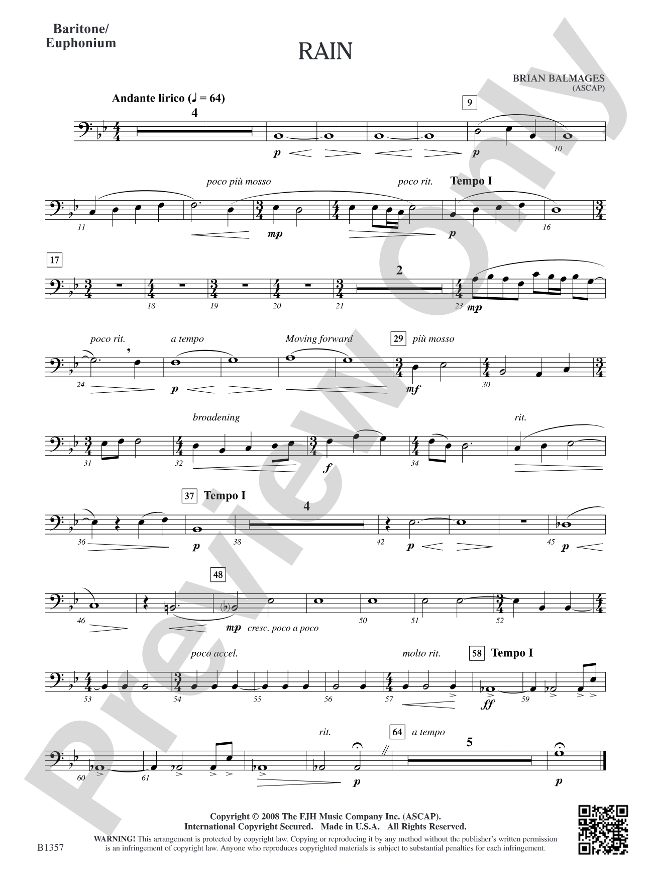 Rain: Baritone/Euphonium