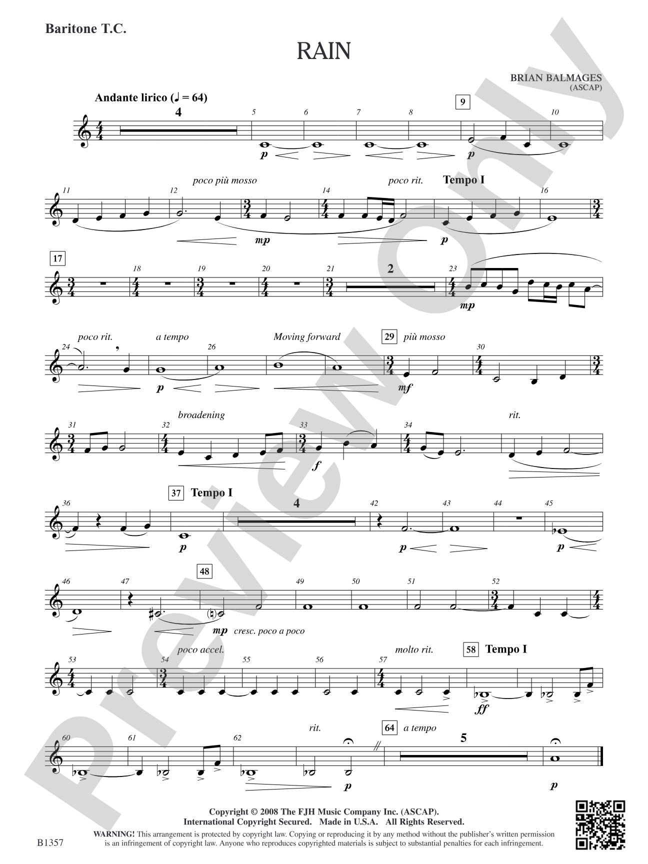 Rain: Baritone T.C.