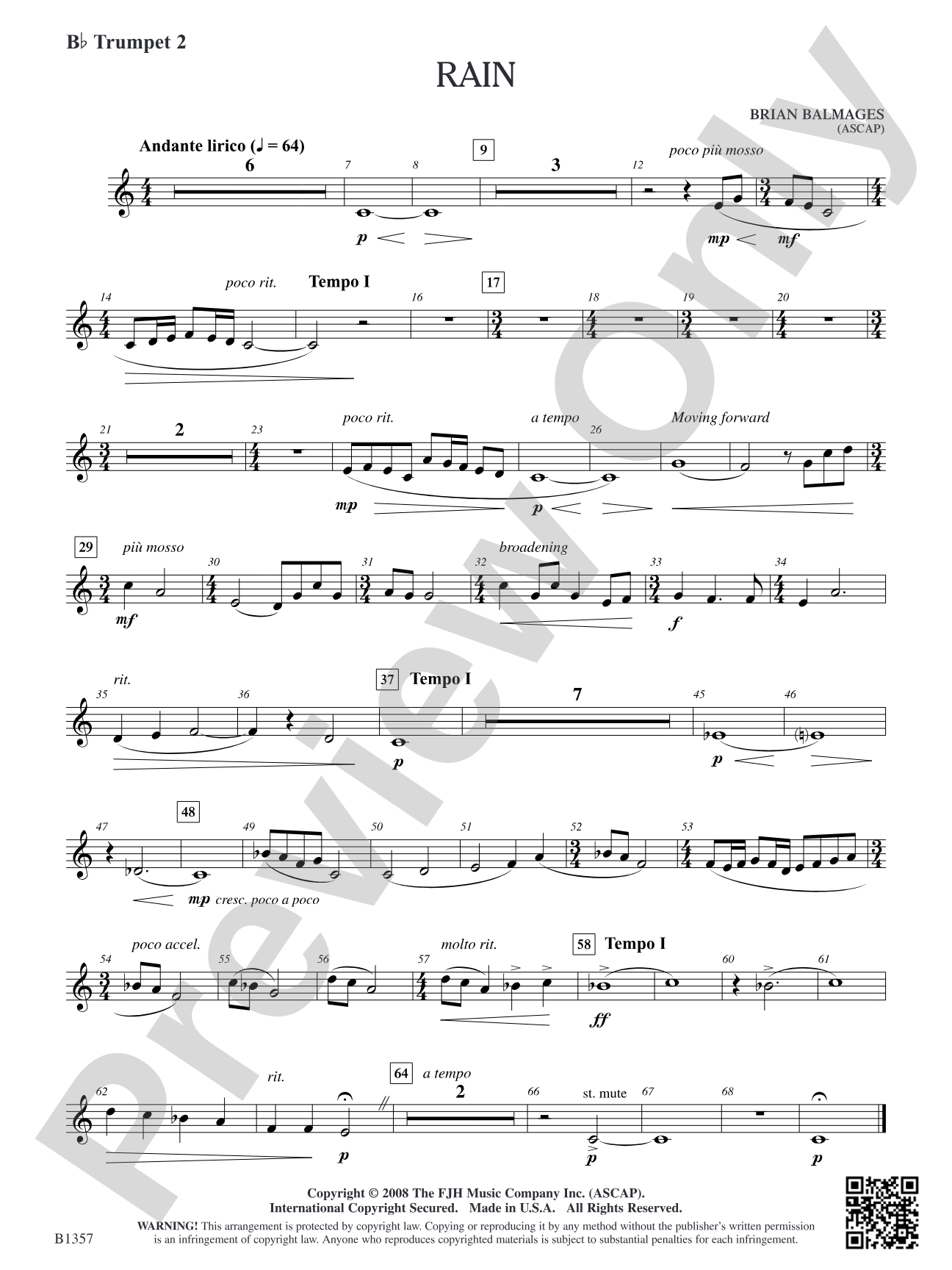 Rain: B-flat Trumpet 2