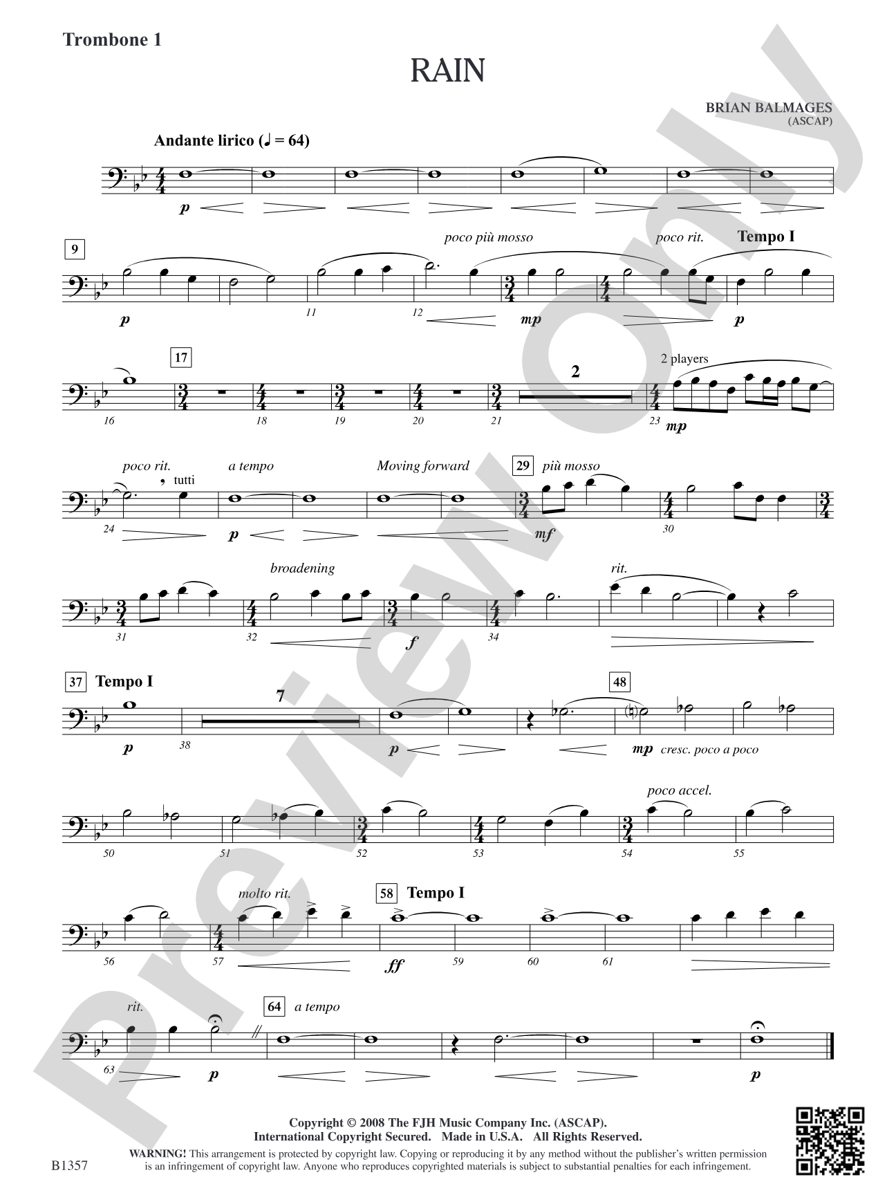 Rain: Trombone 1