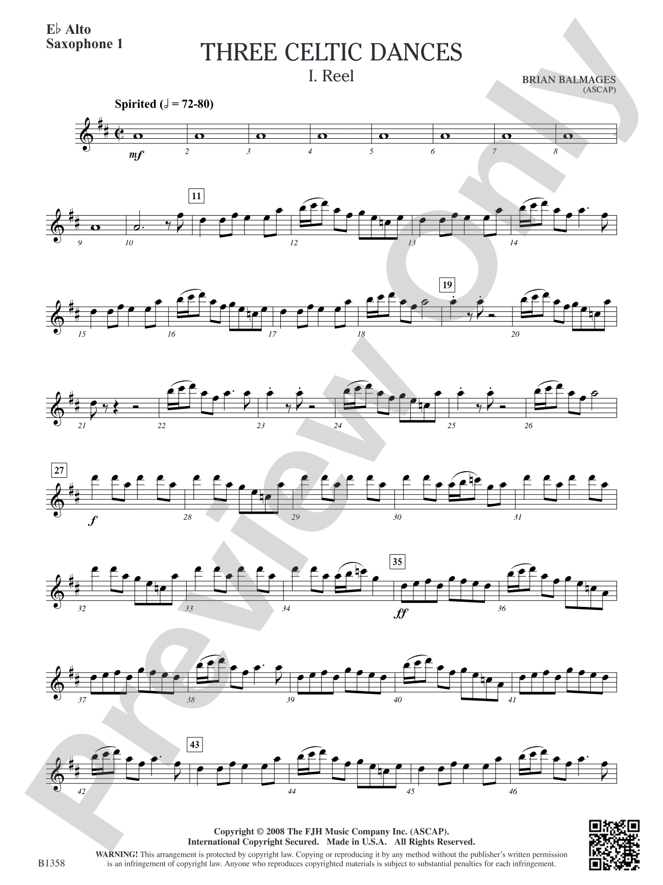 Three Celtic Dances: E-flat Alto Saxophone 1