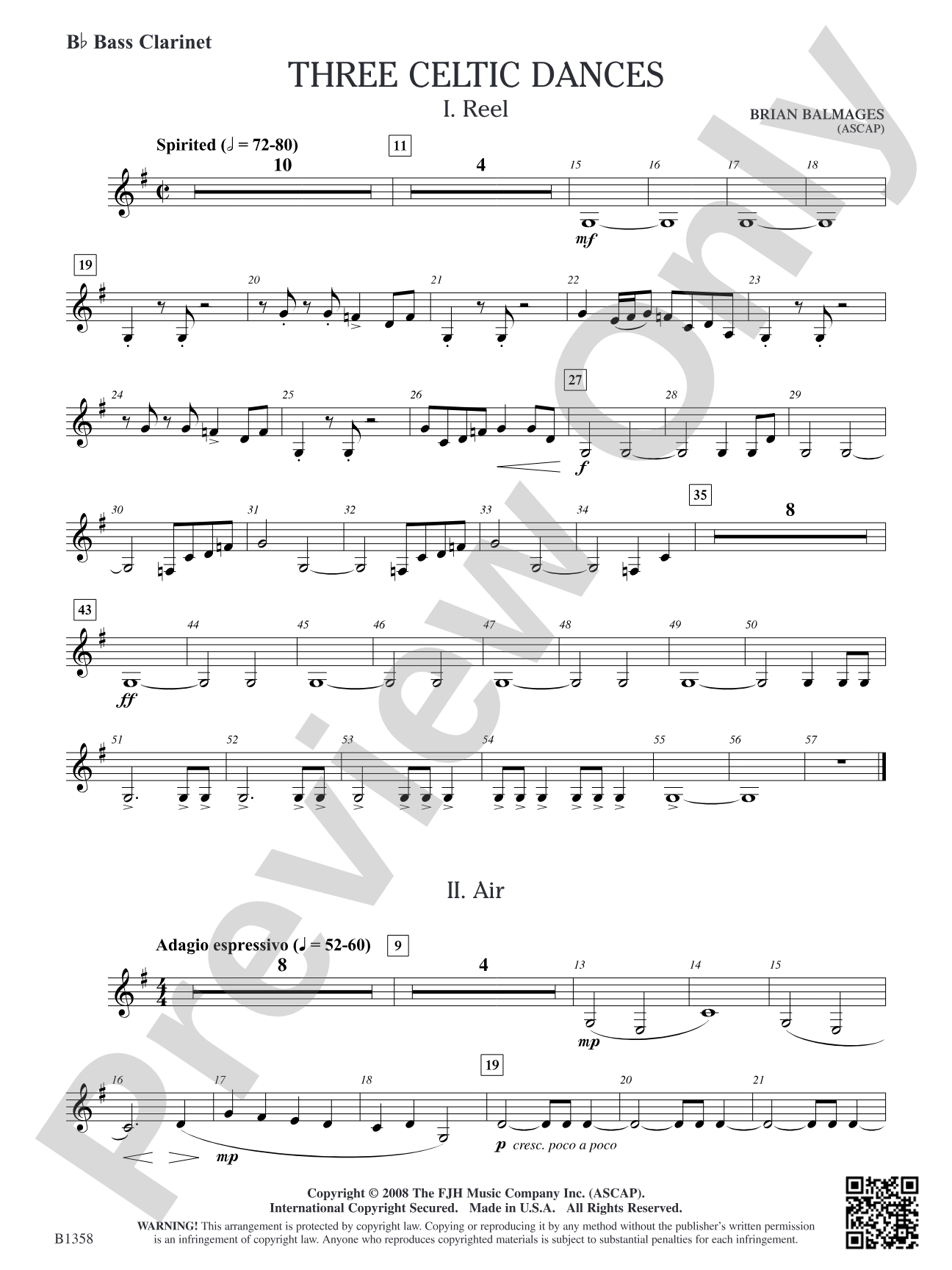 Three Celtic Dances: B-flat Bass Clarinet
