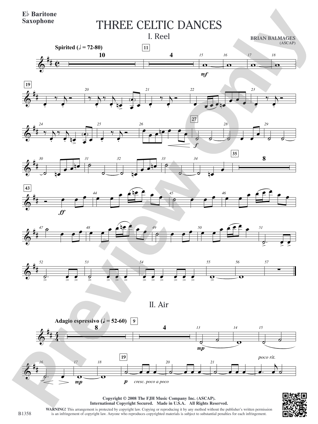 Three Celtic Dances: E-flat Baritone Saxophone