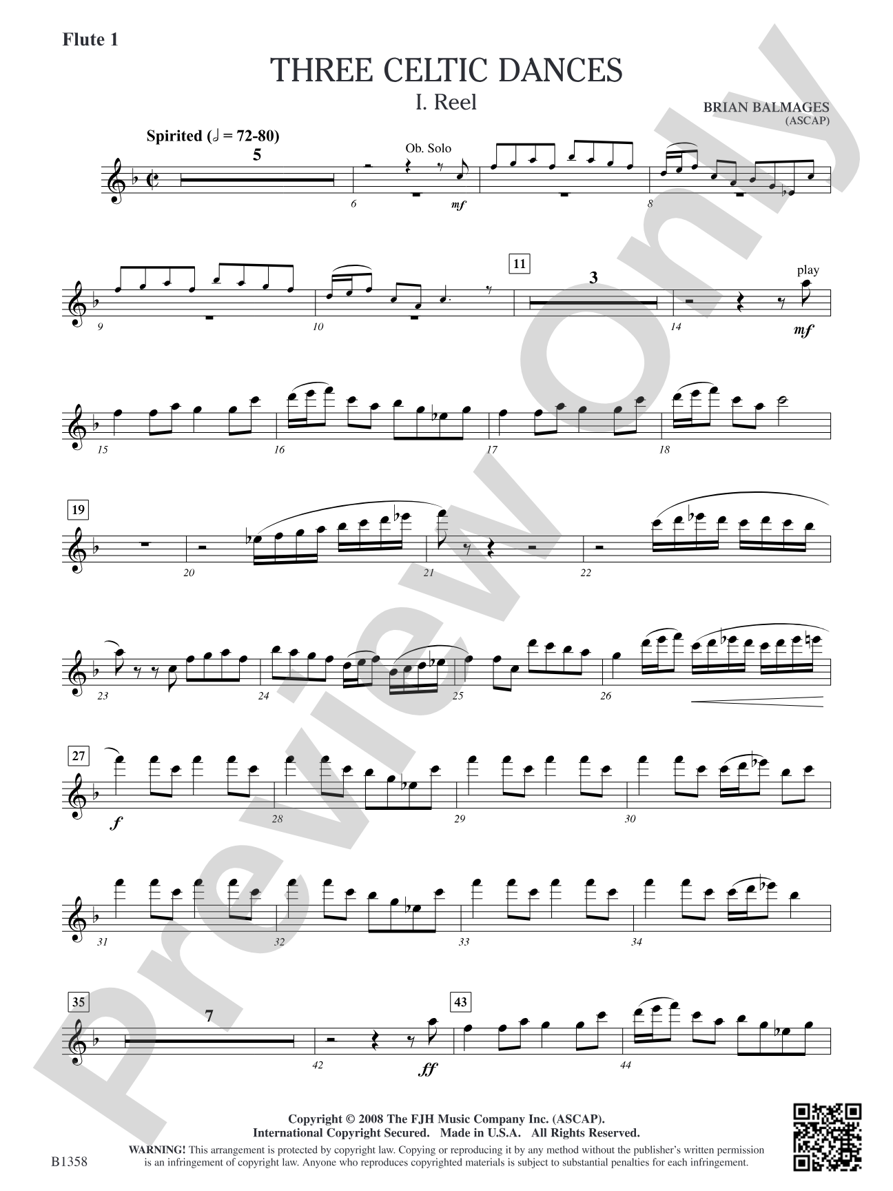 Three Celtic Dances: Flute 1