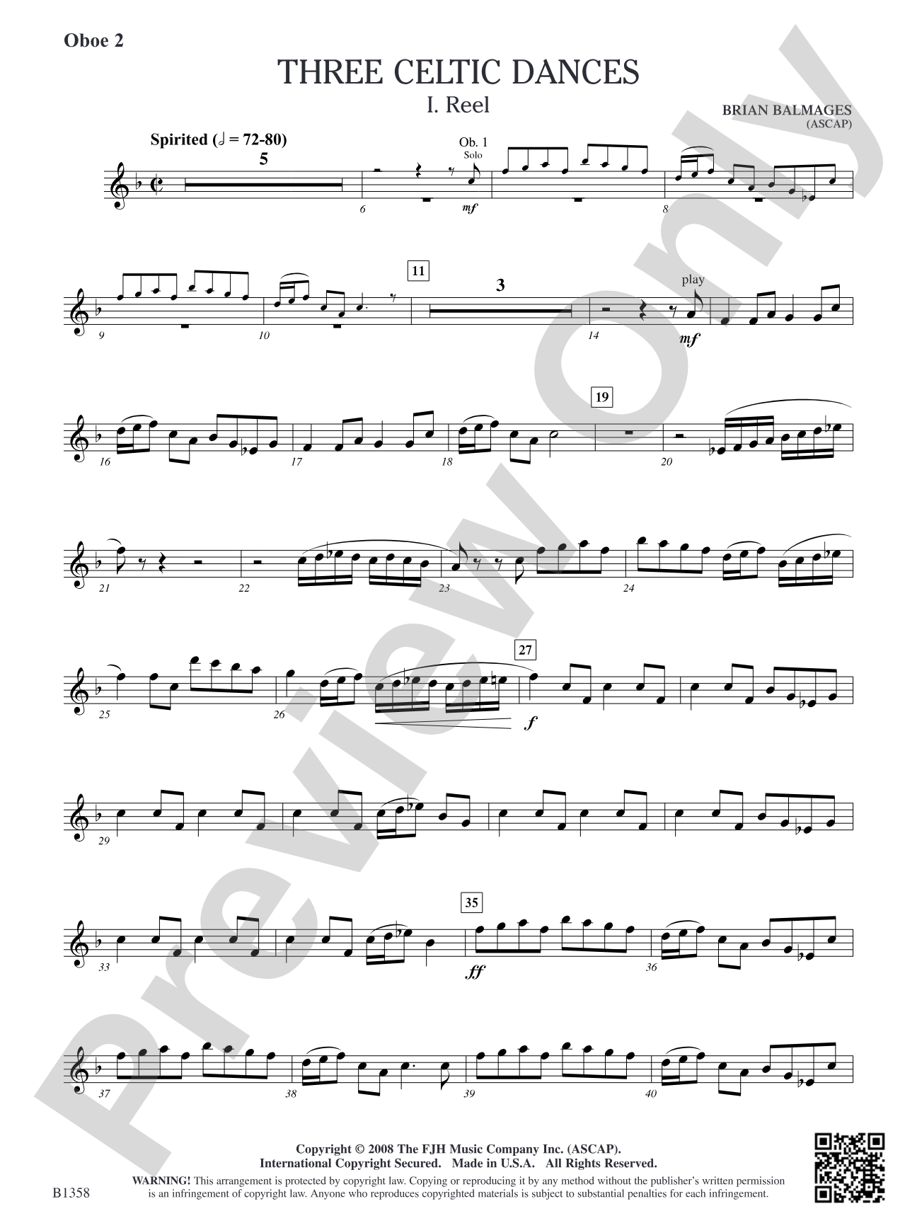 Three Celtic Dances: Oboe 2