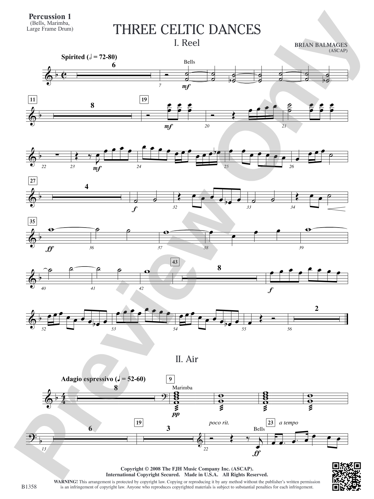 Three Celtic Dances: Percussion 1