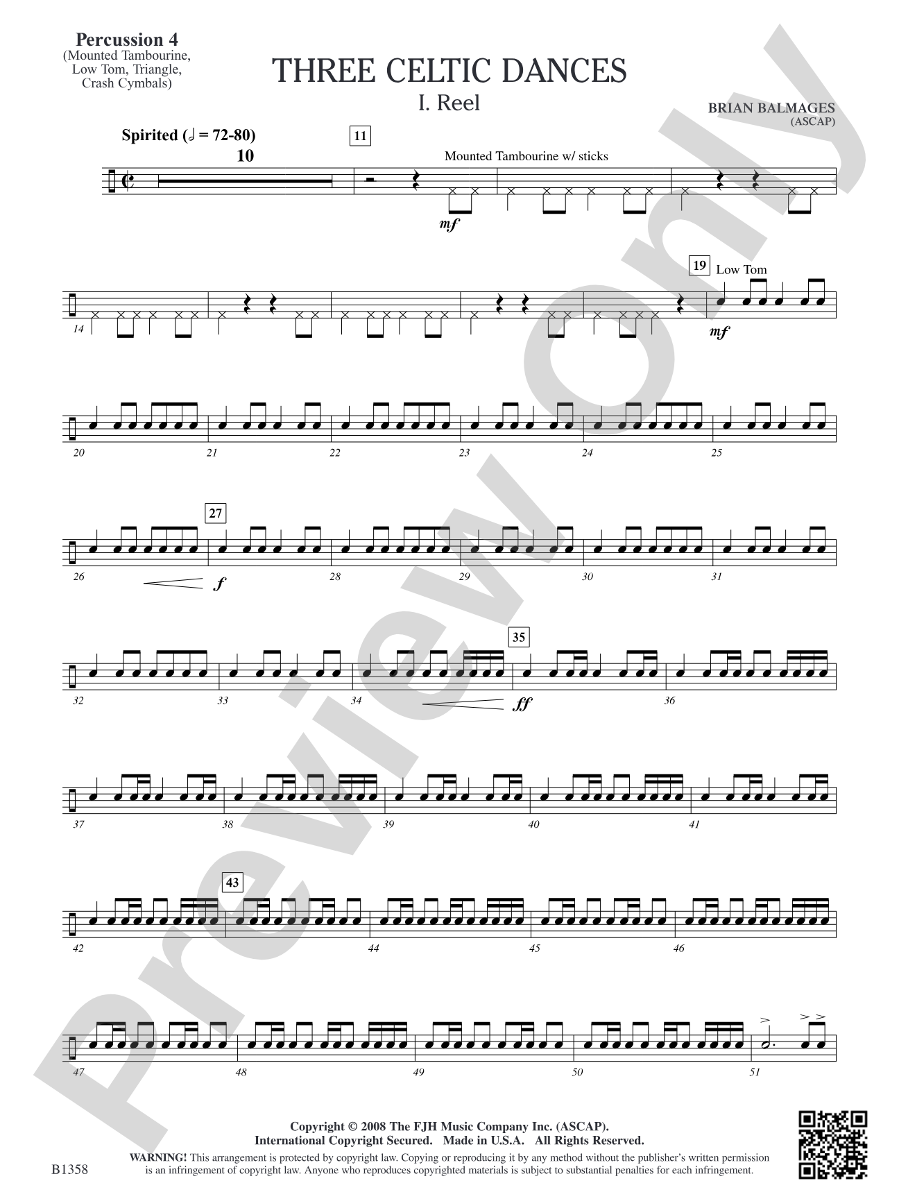 Three Celtic Dances: Percussion 4