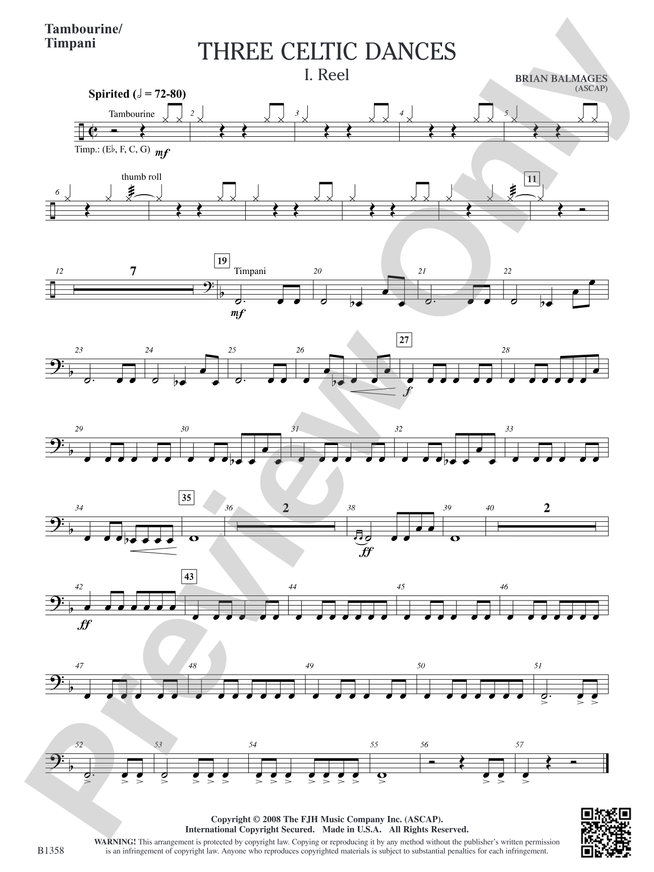 Three Celtic Dances: Tambourine/Timpani