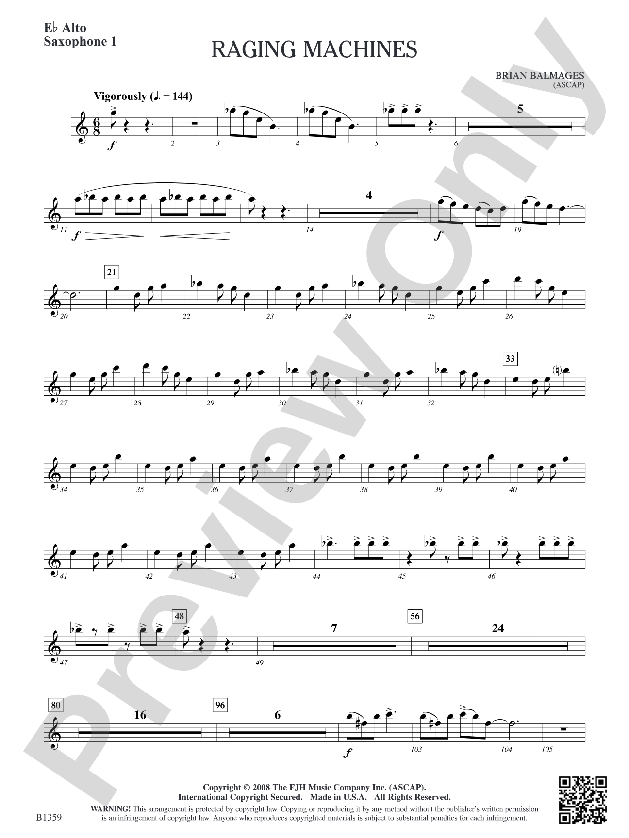 Raging Machines: E-flat Alto Saxophone 1